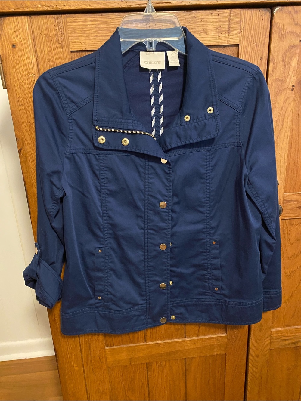 Chico's Navy Utility Jacket - Women's Lightweight Coat 0/Small
